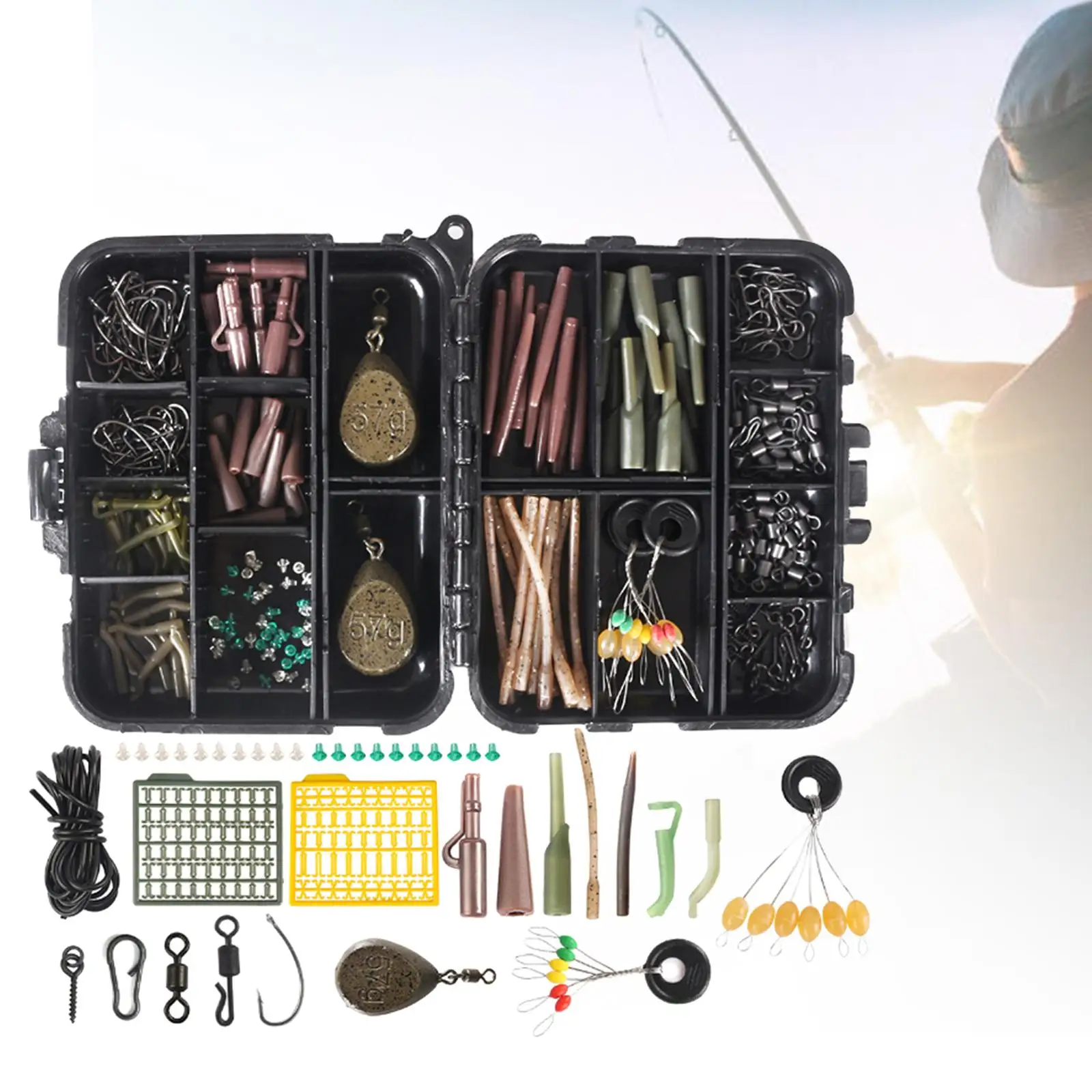 

Fishing Accessories Set Fishing Tackle with Portable Case Carp Fishing Terminal Tackle Box Jig Hooks for Freshwater Saltwater