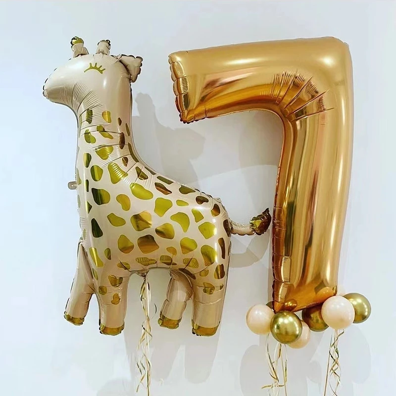 

Jungle Safari Animal Balloons 0-9 Number Foil Balloon Forest Theme Party Decoration Baby Shower Birthday Party Backdrop Supplies