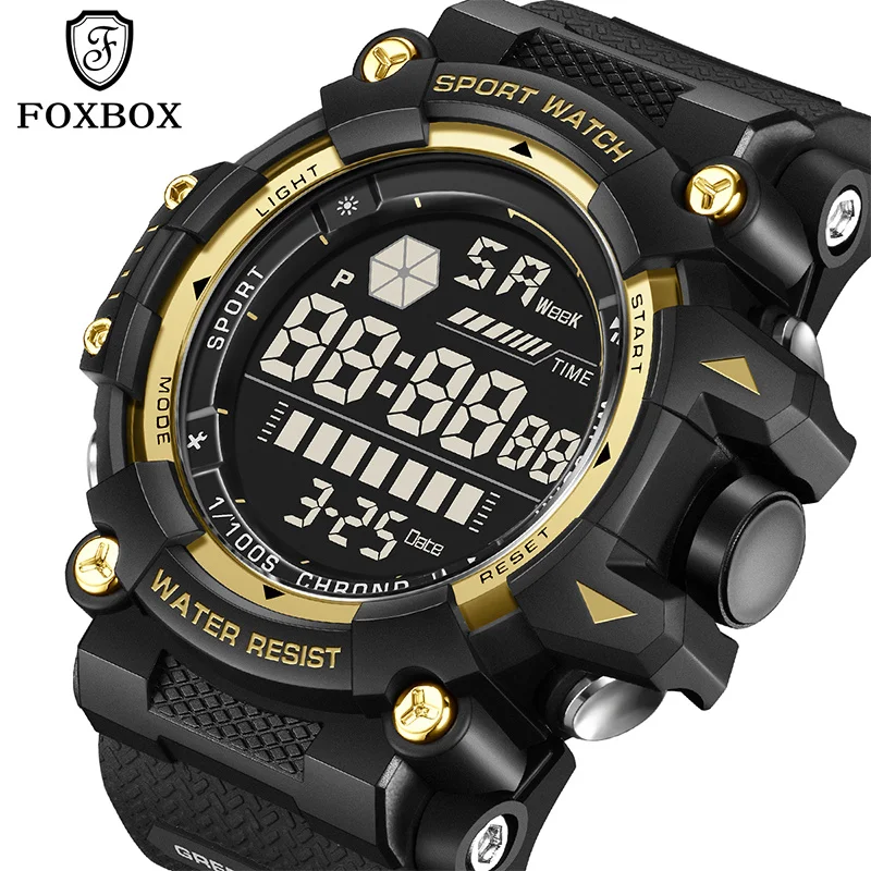 LIGE цифровые часы мужские FOXBOX модные военные спортивные силиконовые с