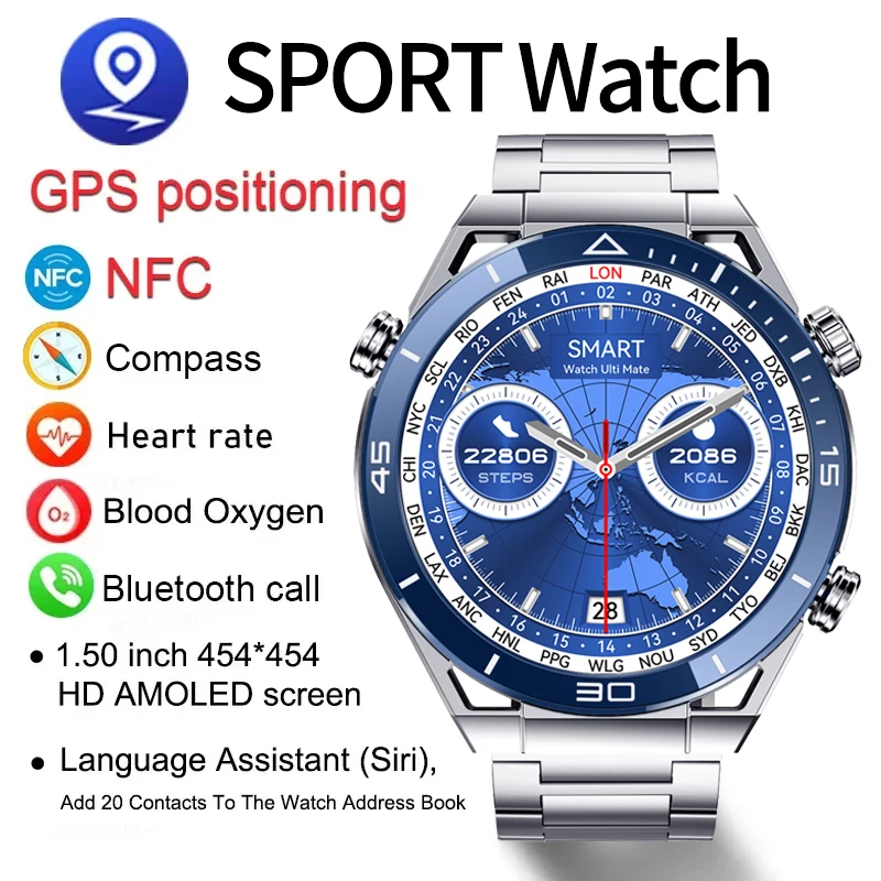 

2023 NFC ECG+PPG Bluetooth Call Smartwatch Compass Motion Tracking Bracelet Fitness Smart Watch Men Watches Ultimate For Huawei