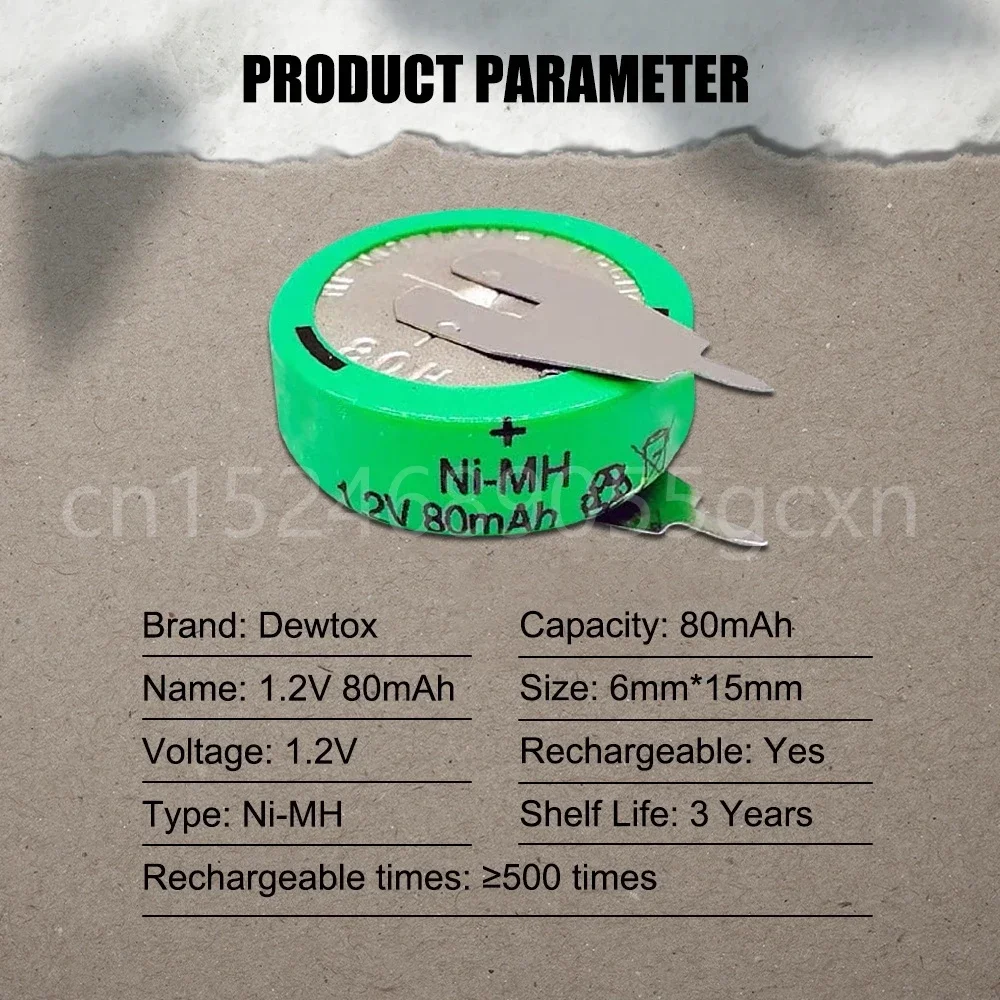 1-20 шт. 1 2 В 80 мАч Ni-MH аккумуляторная батарея с паяными контактами для солнечной