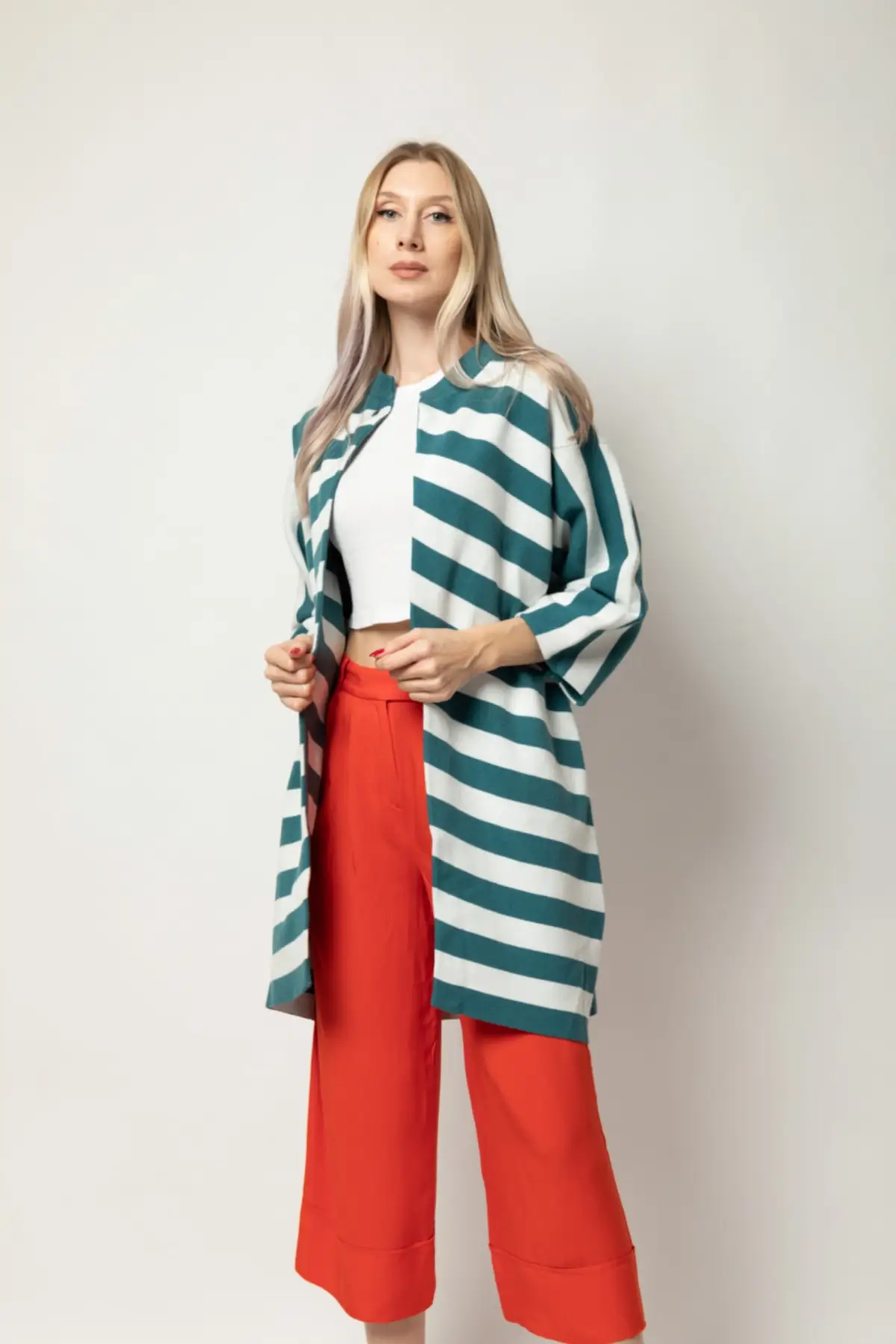 

Women's Cardigan Striped Single Button Casual Knitted Quality Fashion Cardigan Sweaters Loose Sweater Jumper