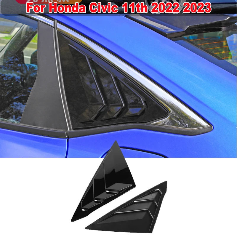 

2PCS For Honda Civic 11th 2022 2023 Rear Window Quarter Scoop Louvers Side Vent Sun Shade Windshield Cover Trim Car Accessories