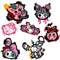kawaii tattoo stickers kitty kuromi dark sweet cute cartoon flower arm tattoo stickers lolita long lasting waterproof sticker