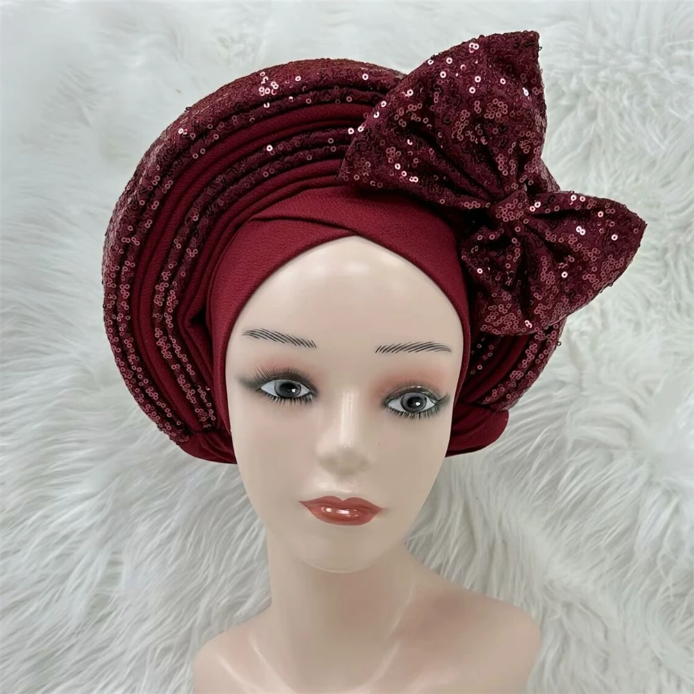 Африканский головной убор женский с блестками Sego новейший дизайн королевский