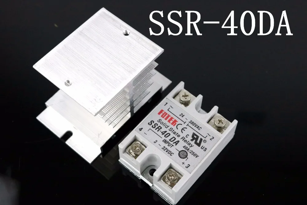 

1 комплект SSR-40 DA + радиатор твердотельный реле SSR 40A 3-32 V DC/24-380 V AC