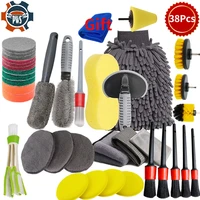 38pcs car cleaning set wash glove polishing waxing sponge wheel hub brush tire brush cleaning microfiber towel car detailing