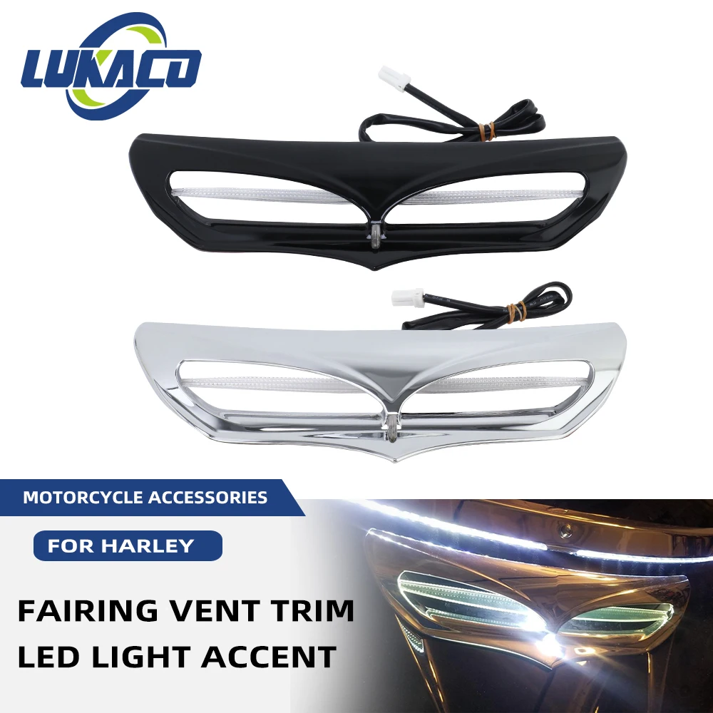 

Motorcycle LED Light Fairing Vent Trim Batwing Accent For Harley Touring Electra Street Glide Ultra FLHTCU Trike Tri 2014–2022