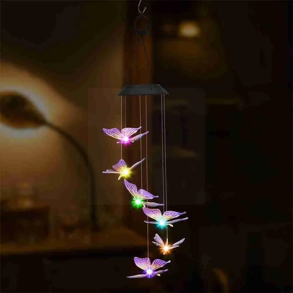 

Fashion Outdoor Solar Wind Chimes Light Waterproof Bells Lamp Hummingbird Led Lamp Wind Garden Decor Chime Pendan K1g2