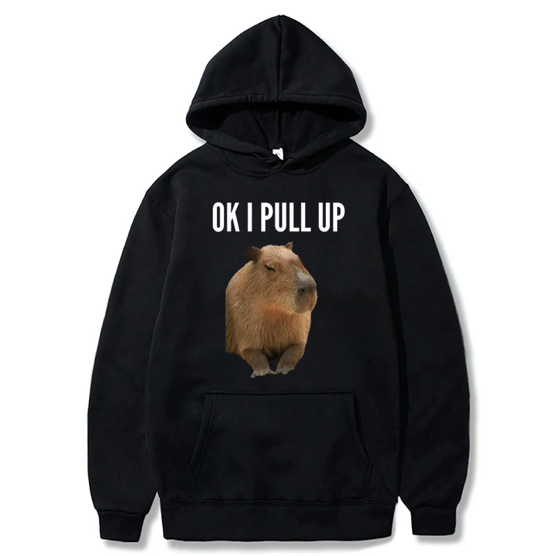 

Okay I Pull Up Capybara Hoodies Funny Meme Capybara Lovers Gift Men Women Pullovers Casual Unisex Oversize Hooded Sweatshirt
