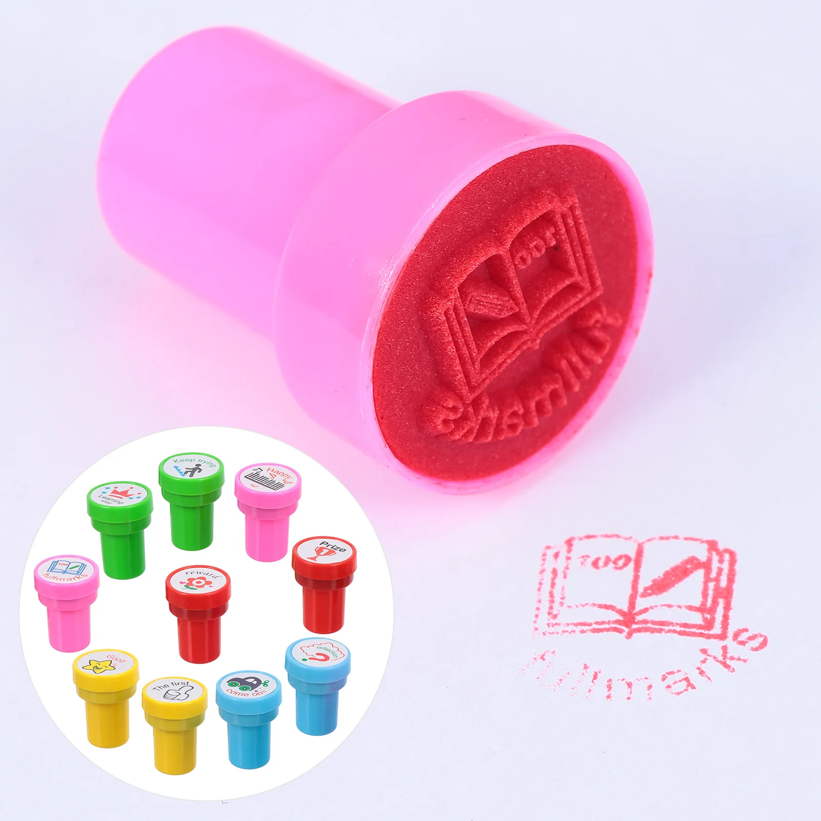 

Stamp Kids Teacher Reward Stamps Stampers Ink Stationery School Set Animal Recognition Toy Pre Cartoon Grading Toys Education