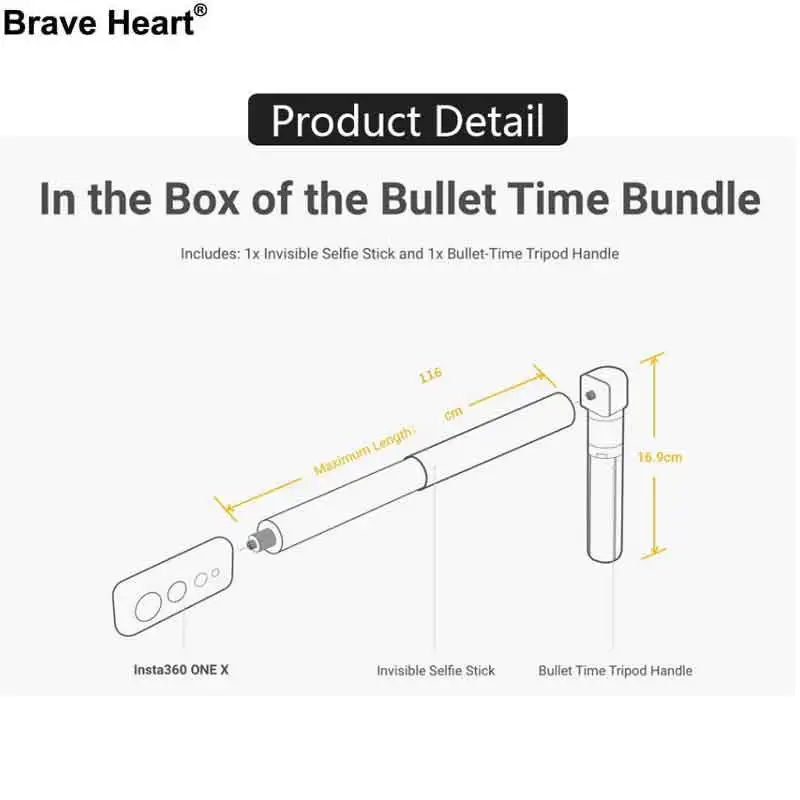 Палка для селфи Bullet Time Bundle штатив ручной монопод спортивной камеры Insta360 One X2 Insta 360
