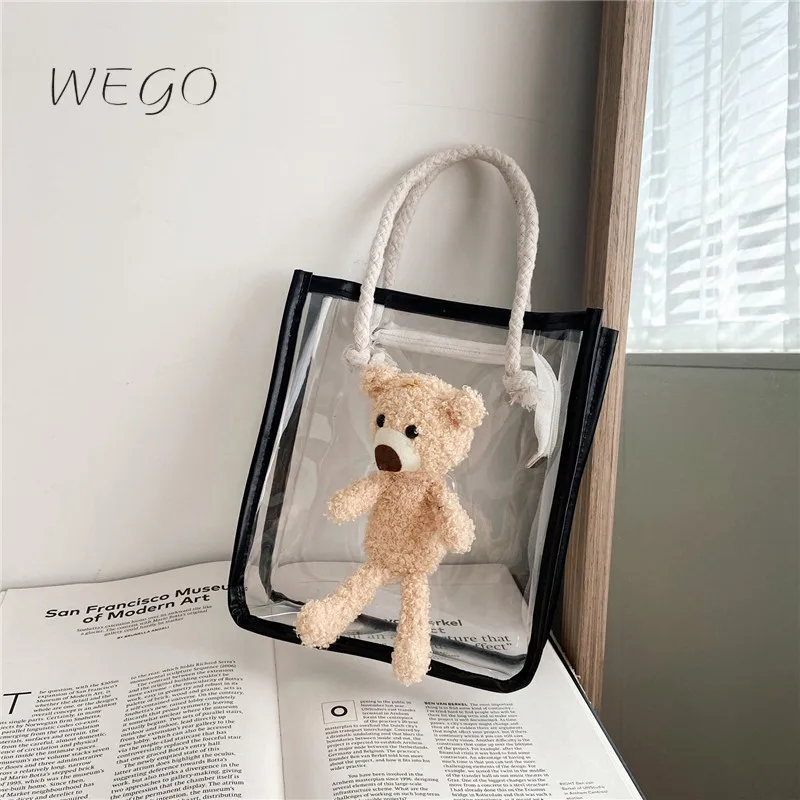 

Новая прозрачная Детская сумка с медведем, женские корейские милые сумки с медведем, маленькая девочка, аксессуар из ПВХ