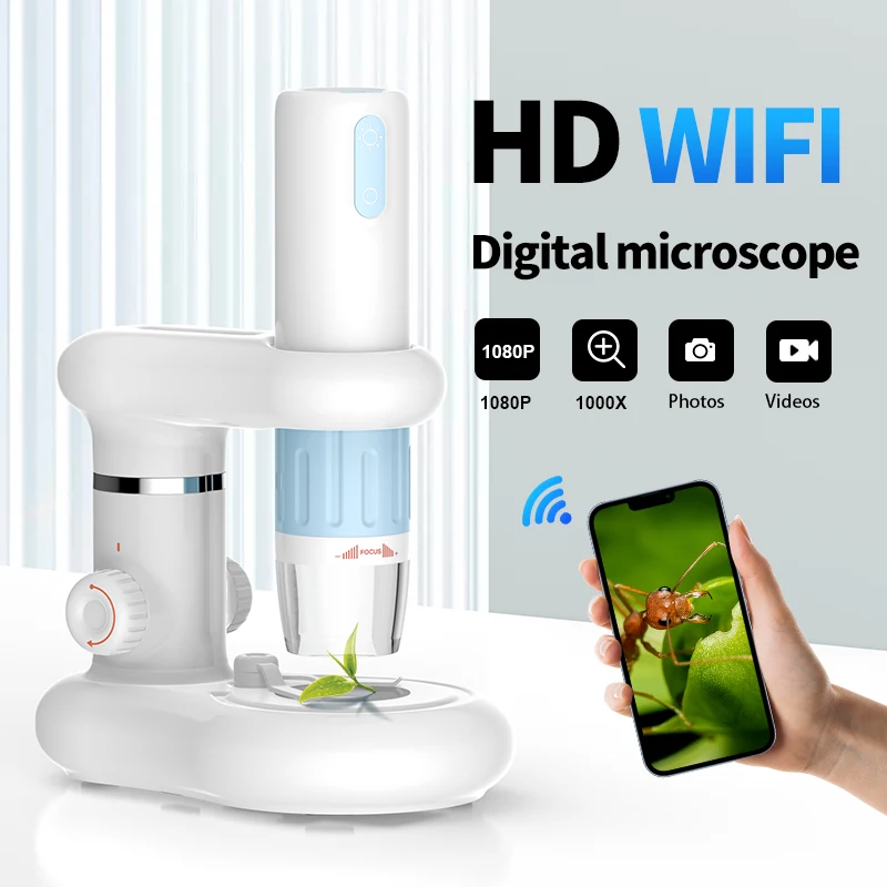 Беспроводная портативная камера 1080P 50X-1000X Wi-Fi приложение цифровая лупа