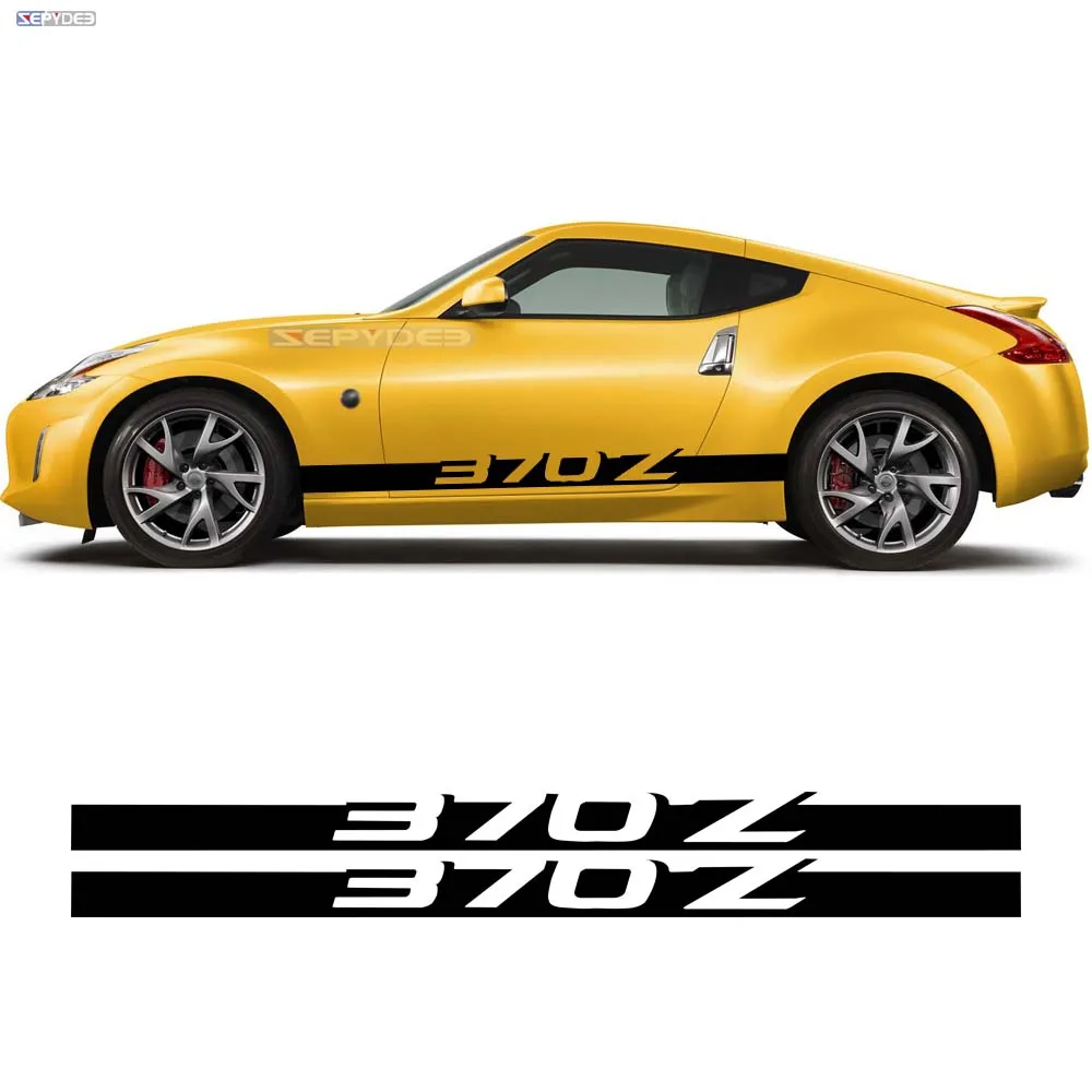

1 пара наклеек на юбку с боковыми полосками автомобиля, панель двери автомобиля, графические наклейки для Nissan 370Z, аксессуары