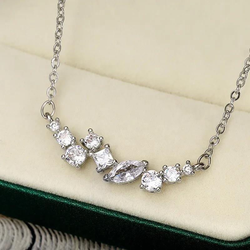 TOBILO High Quality Silver Color Necklace Women Wedding Bands Jewelry Modern Female Necklaces Brilliant CZ Luxury Accessories |