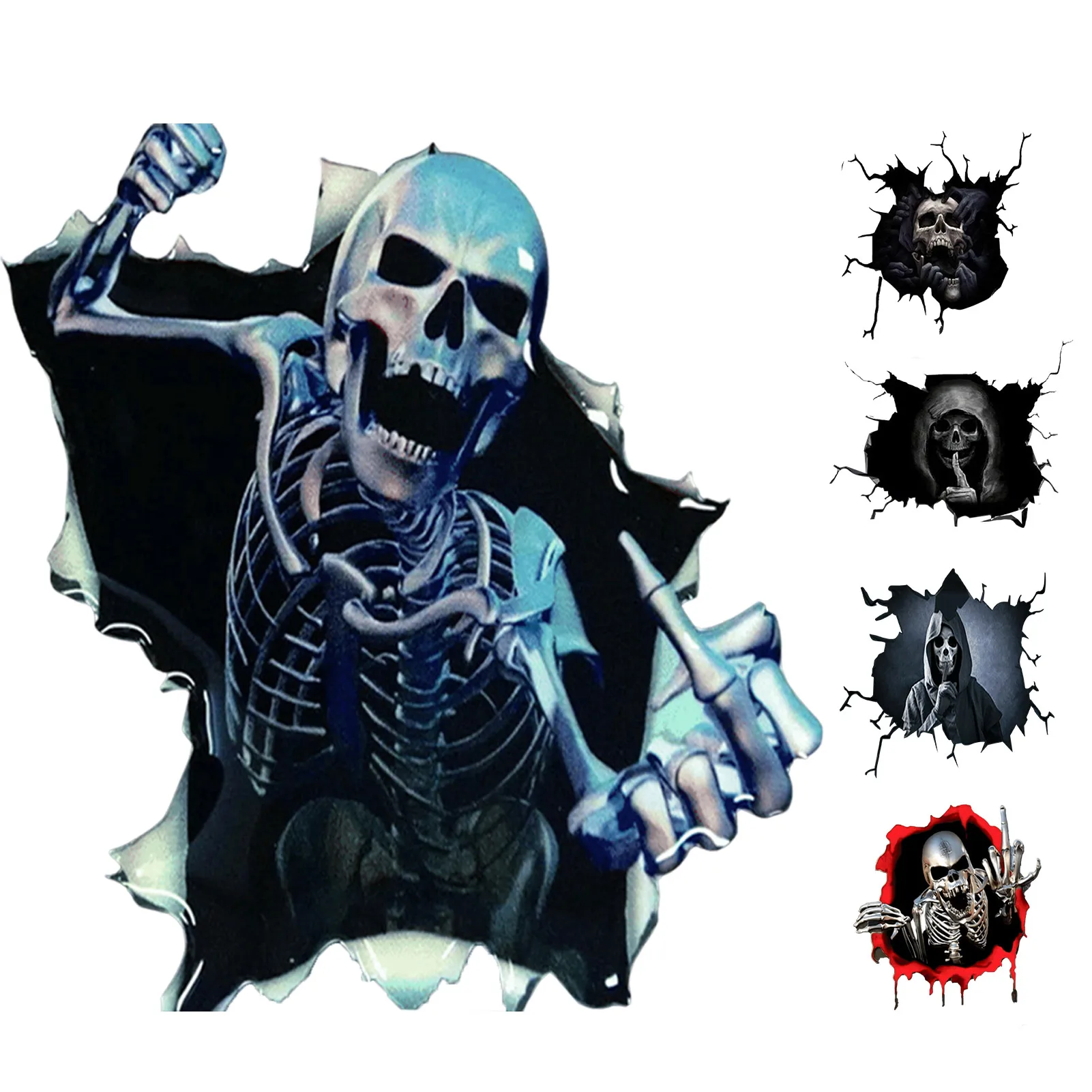 

Забавные наклейки внешние аксессуары 3D Скелет Череп в пуле дырка Автомобильная наклейка красочная страшная фотография Хэллоуин