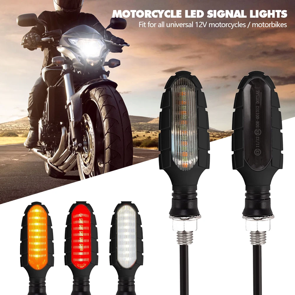 

Motorcycle LED Signal Lights Brake Turn Light Smoked Shell 12V White Yellow Red Light Flowing Lamp Indicator Taillight Universal