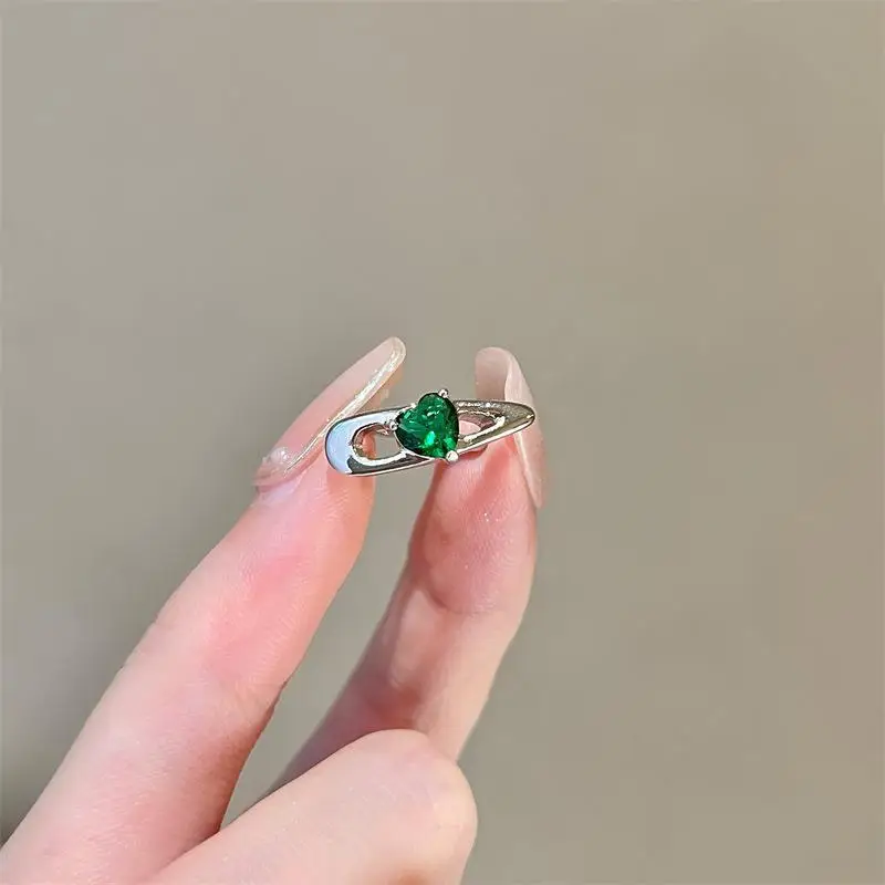 Hair Clip Ear Clip Green Zircon Heart Earrings For Woman Designer Jewelry And Accessories Gift Charm