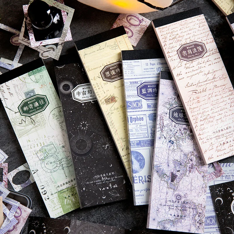 

40pcs/lot Memo Pads Material Paper Time Dream Traveler Junk Journal Scrapbooking Cards Retro Background Decoration Paper