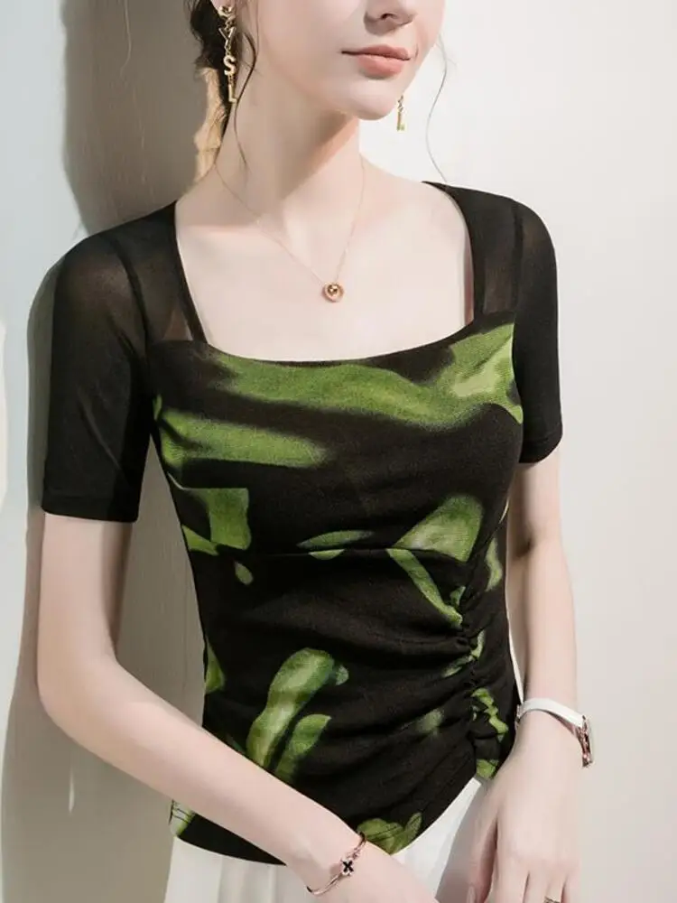 Сетчатая Лоскутная Одежда для китайских народных танцев женская рубашка flamмаго