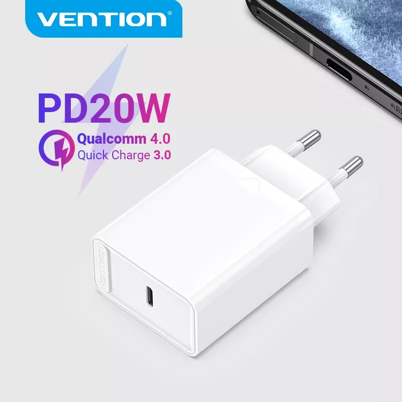 

Быстрое зарядное устройство Vention PD, 20 Вт, USB Type C, для iPhone 13, 12 X, 8, Macbook, QC3.0, USB C, быстрая зарядка 4,0, 3,0, зарядное устройство QC PD
