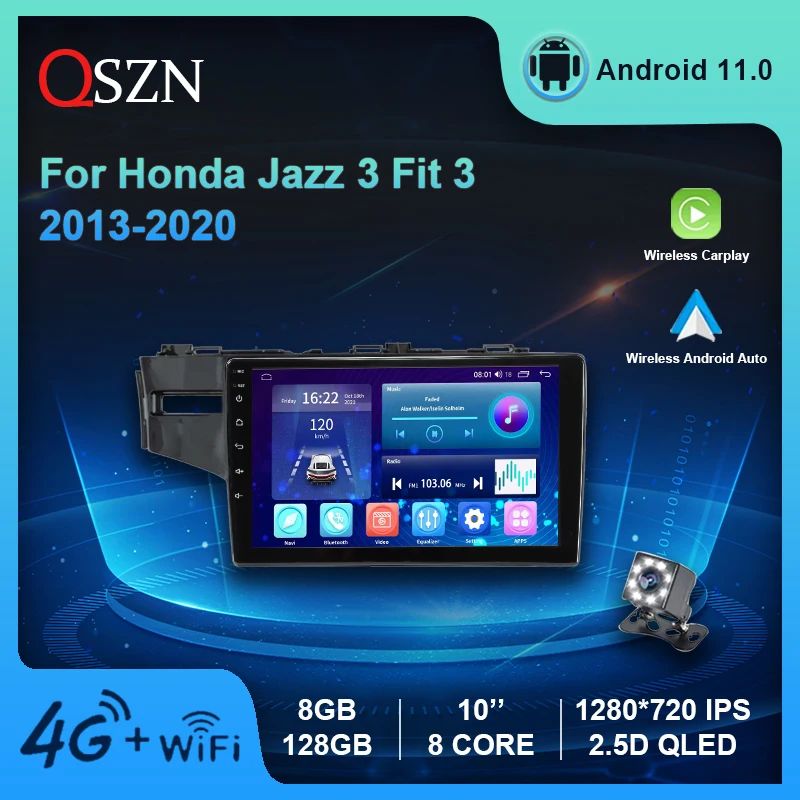 

Android 11 Car Radio For Honda Jazz 3 Fit 3 2013-2020 Video Multimedia Player Wireless Carplay Auto 8G+128G GPS IPS DSP 8 Core