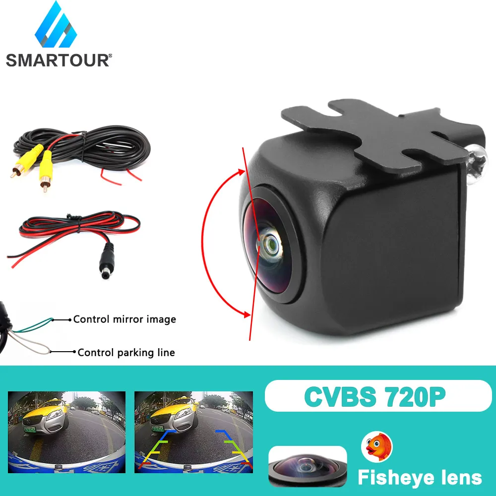 

Smartour 180-градусная 1080p широкоугольная HD автоматическая камера заднего вида автомобильная резервная камера заднего вида ночного видения камера помощи при парковке