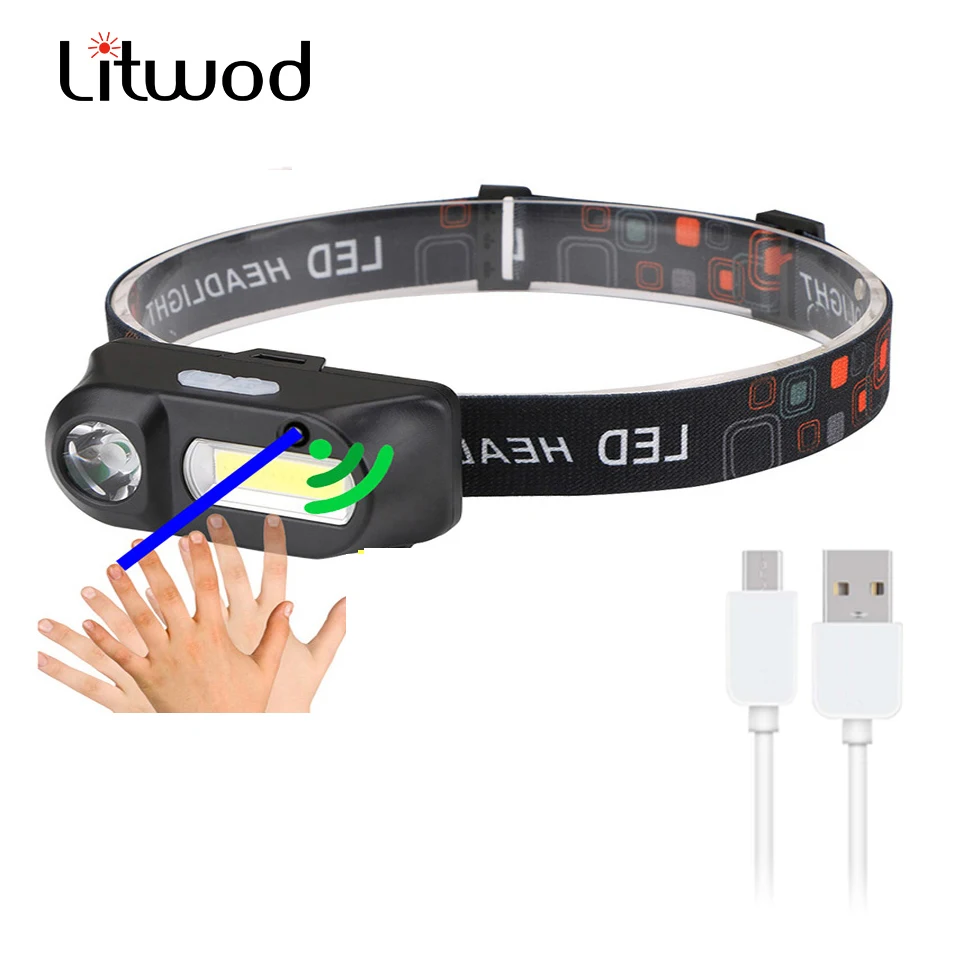 

Led Headlamp Sensor Use 18650 Battery Q5 Bulbs for Camping Cycling Head Flashlight Lamp Torch Portable Light Fishing Headlights
