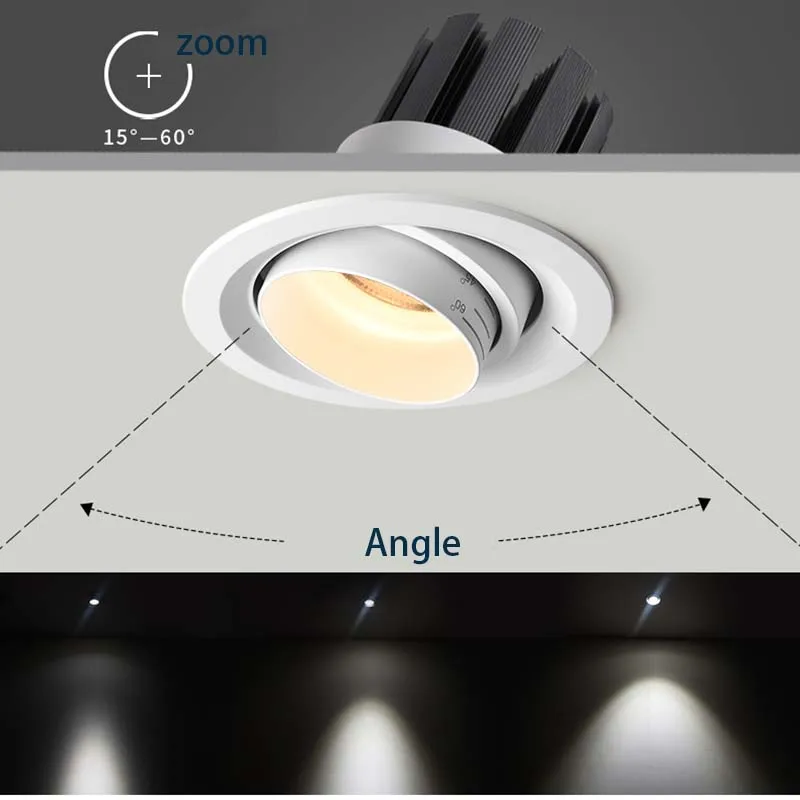 

LED Down Lights Zoom Embedded Ceiling Angle Adjustable Dimmable Spot Lights 5W10W15W Stretchable Recessed Foyer Living Room
