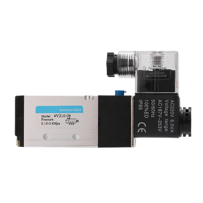 

Pneumatic Electric Solenoid Valve 5 Way 2 Position Control Air Gas Magnetic Valve 220V Coil Volt 8Mm Hose Connection