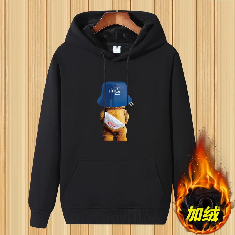 

Men's sportswear, fleece, Thicken Wei, men's plus-size relaxed casual fashion brand joint round neck coat winter warm cover