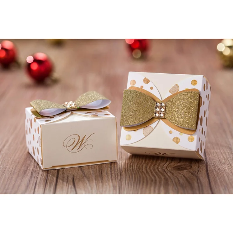 

Presentation small sweet chocolate for jewelry wedding favor guest door gift packaging white jelly candy window packing box