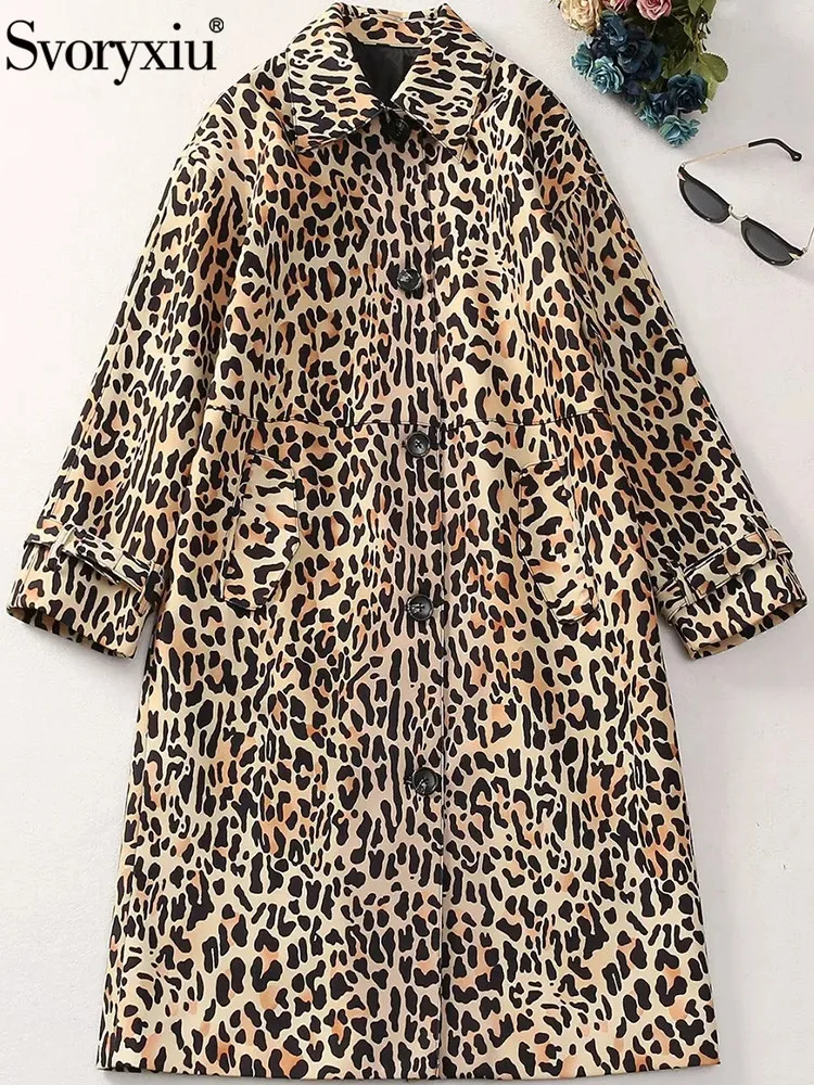 Женское пальто с отложным воротником Svoryxiu разноцветное длинное Свободное