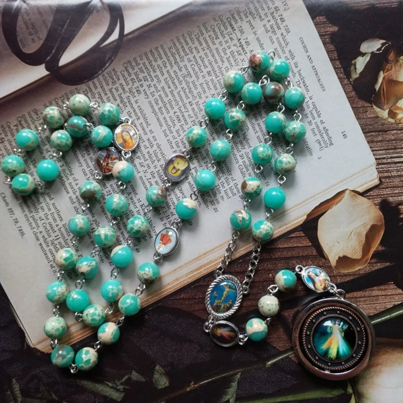 Винтажные четки католические молитвенные бусины ожерелье с Христом Иисусом