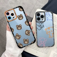 cartoon animal bear case for iphone 11 12 13 pro max xs x xr max 7 8 plus se 2020 transparent shockproof cute back cover fundas