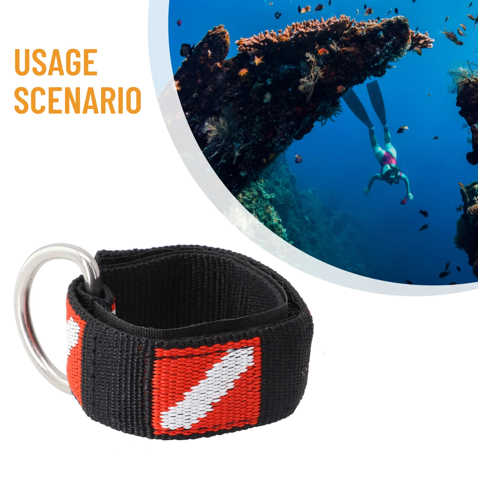 

1pcs Scuba Diving Wrist Strap Nylon Adjustable Wrist Strap Webbing Band With Metal D-Ring For Scuba Diving Accessories