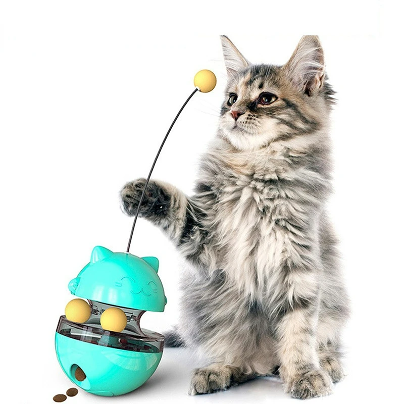 

New Cat Tumbler Toys for Cats Missing Food Ball Pet Products Cat Teaser Stick Turntable Self Hi Toy Supplies Home Garden