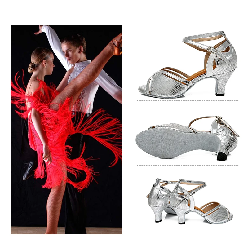 DKZSYIM Dance Shoes Women Latin Shoes For Girls Ladies Woman Latin Dance Shoes Red Blue Silver Gold Closed Toe Ballroom Shoes