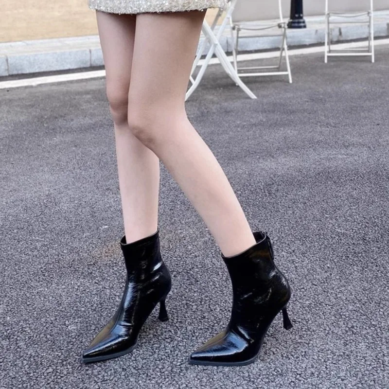 Ботинки женская обувь осенние ботинки зимняя кожаная с круглым носком до