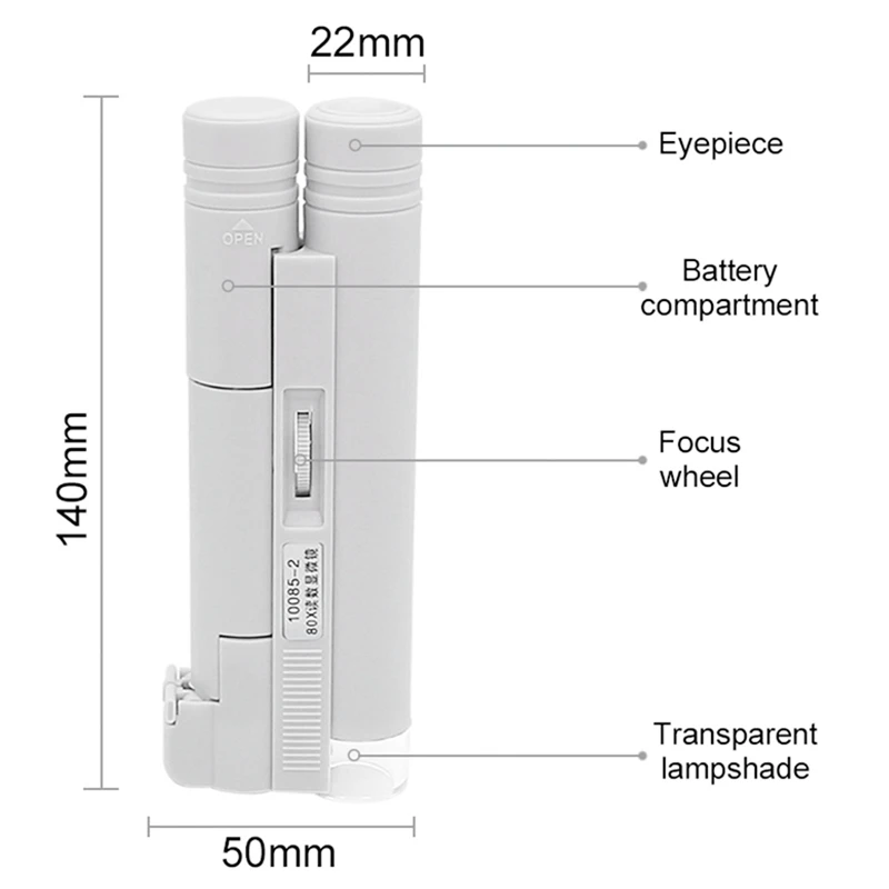 Карманный микроскоп для чтения 80X 100X белая фотошкала складная увеличительная