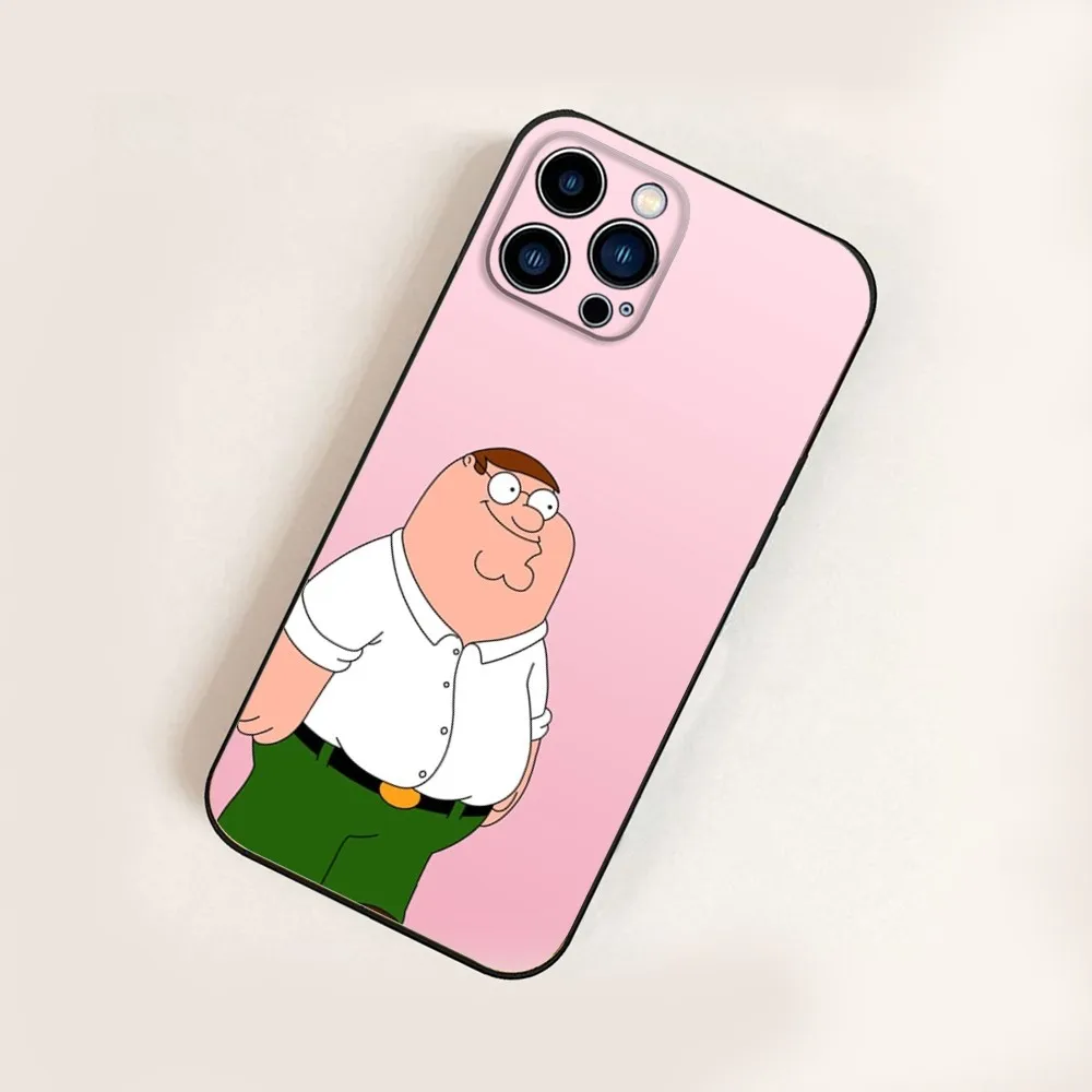 P-PeterS Family G-Guy Phone Case For iPhone16 15 14 13 12 Mini 11 Pro XR X XS MAX 7 8 Plus Silicone Cover Soft Black