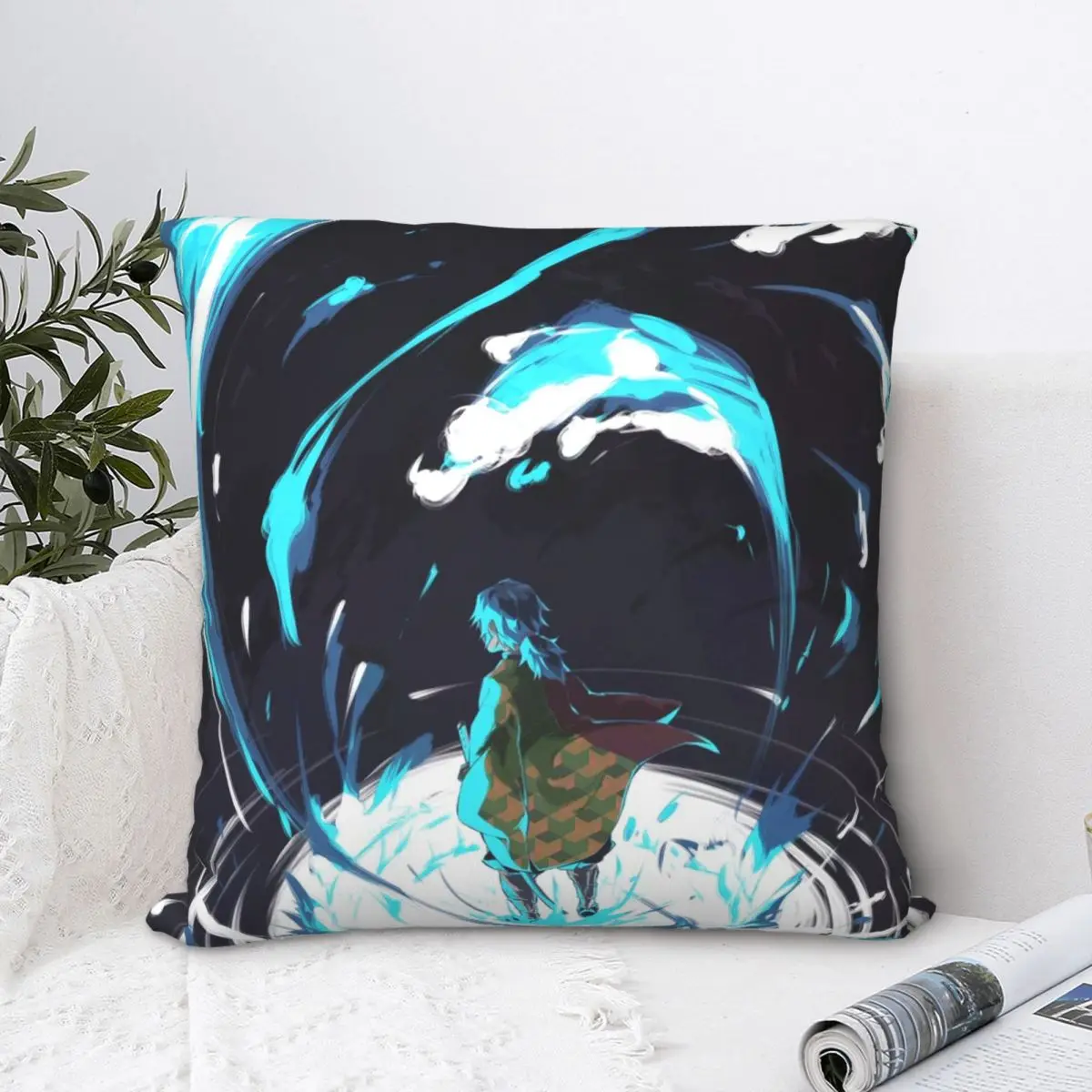 

Wind Throw Pillow Case Demon Slayer Japanese Adventure Anime Backpack Hugpillow Covers DIY Printed Reusable Sofa Decor