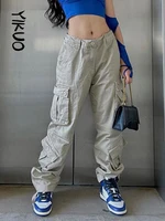 yikuo grunge streetwear cargo pants woman low waist baggy mom jeans vintage 90s hippie straight denim trousers korean outfits