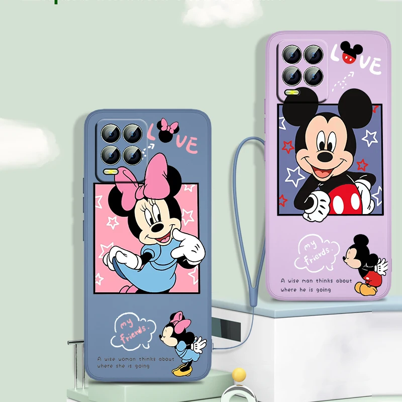 

Mickey Minnie Cute Disney Phone Case For OPPO Realme Q3S Q5i 50A 50i C21Y C11 GT Neo3 Neo2 9 9i 8 8i 7 Pro Plus Liquid Rope