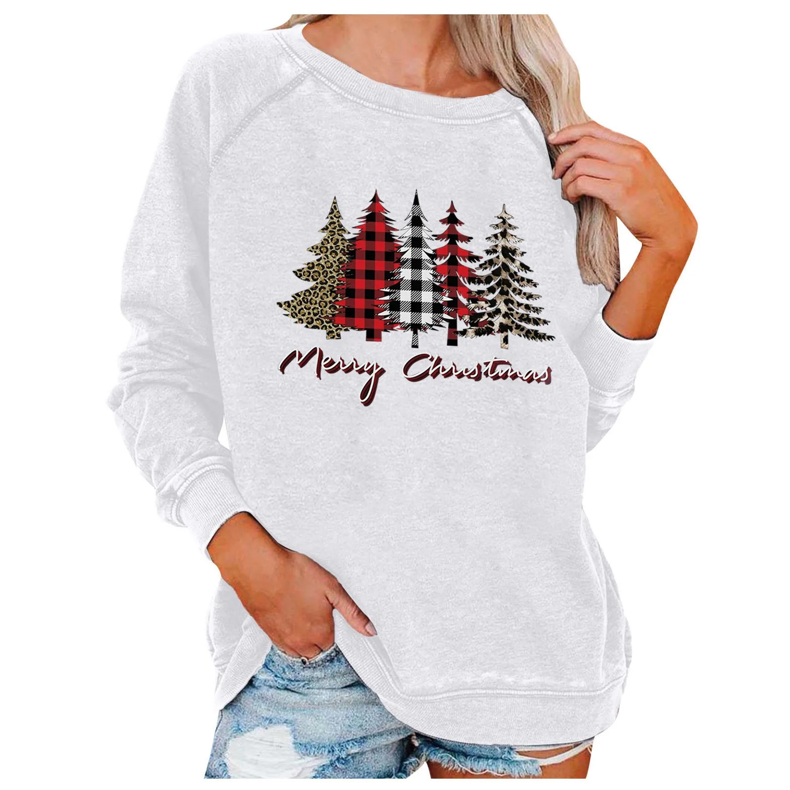 Худи с рождественским принтом Санта Клауса женский укороченный топ милые