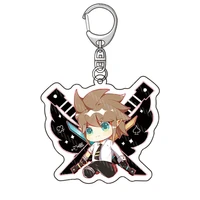 hot anime aotu world classic keychain double transparent acrylic cartoon figure key chain ring jewelry teens fans collection set