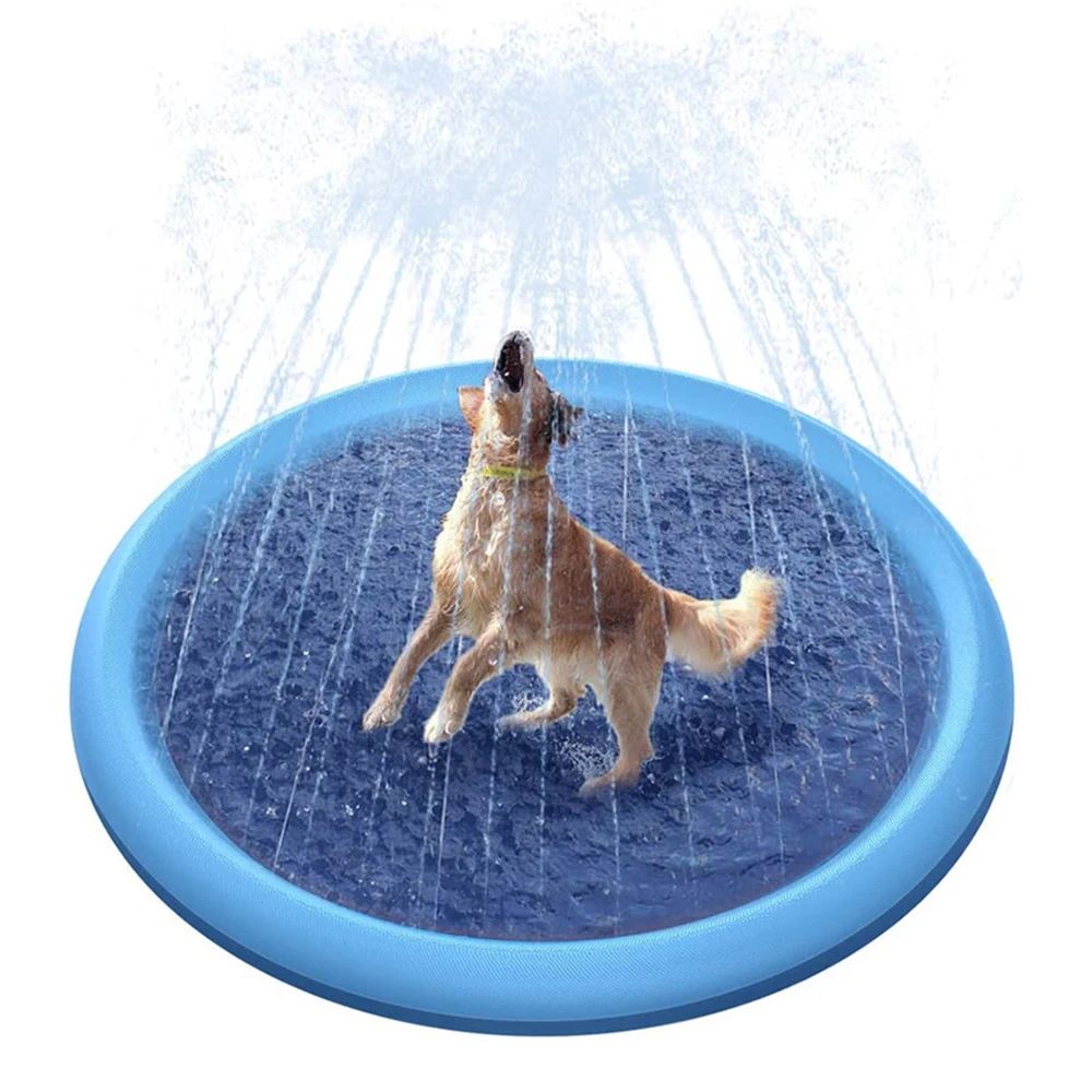 

Pet Sprinkler Pad Summer Splash Play Cooling Mat Inflatable Swimming Pool Pet Outdoor Water Spray Pad Bath Tub for Dogs Cat Kids