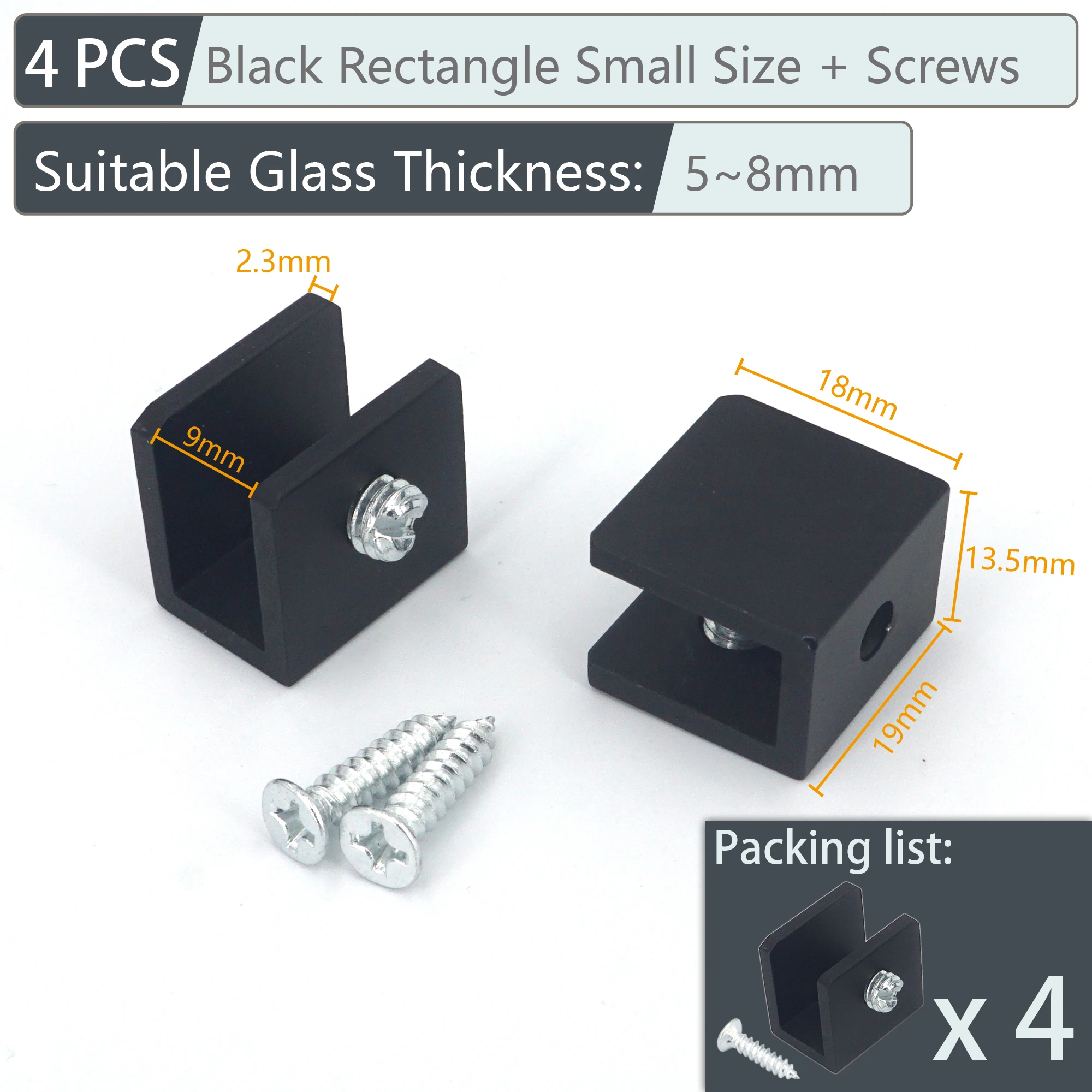 

Алюминиевые зажимы для стекла 4 шт.