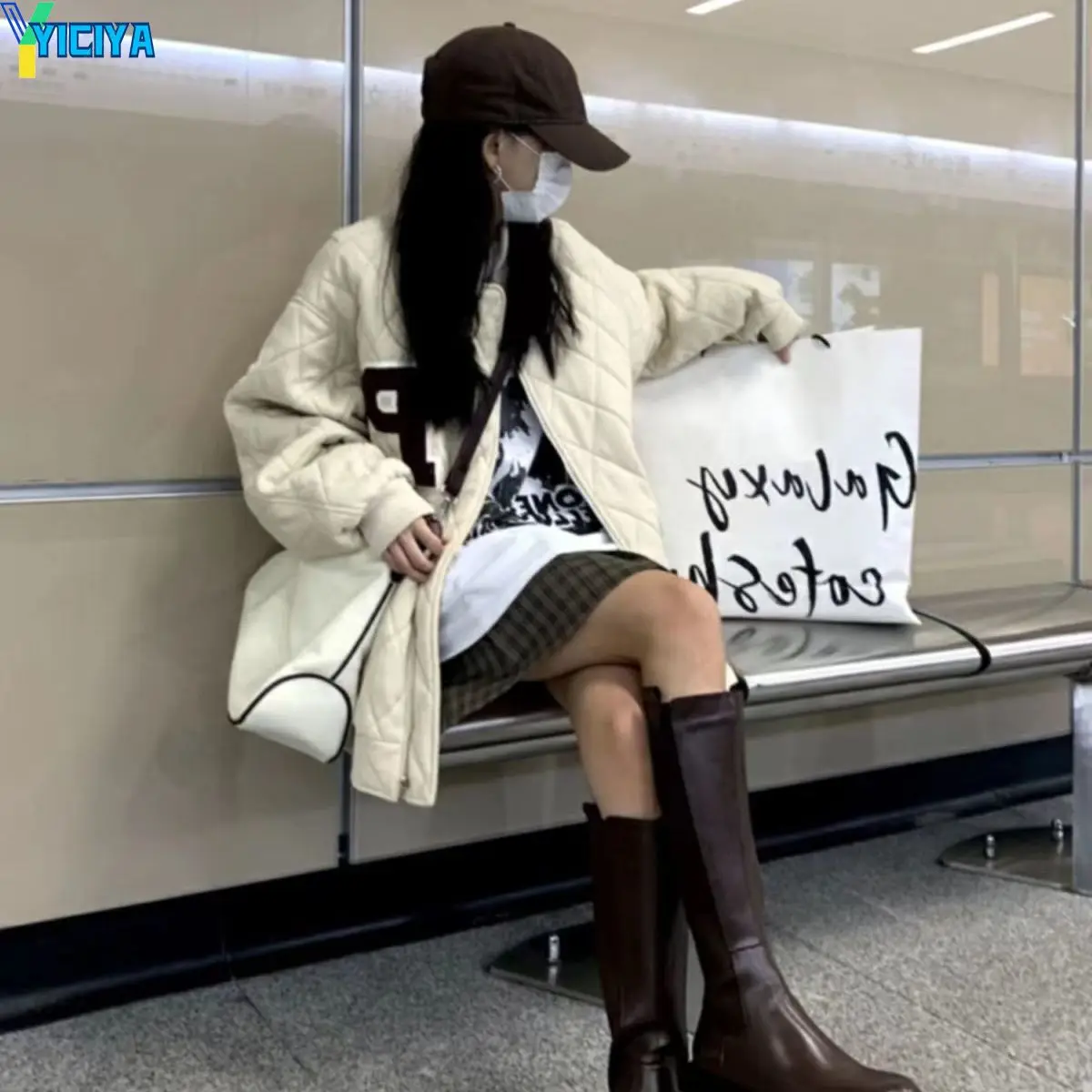 YICIYA Winter Parkas 2023 Woman New Fashion Letter Baseball Uniform Clothes Women Couple Retro Street Harajuku Loose Y2K Jackets